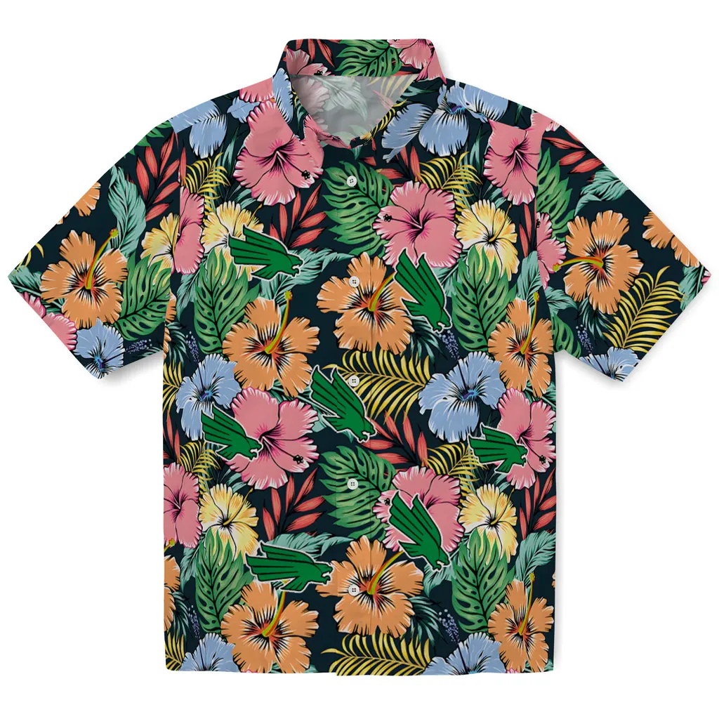 North Texas Mean Green Hawaiian Shirt - Brilliant Hibiscus Garden north texas mean green brilliant hibiscus garden hawaiian shirts best selling
