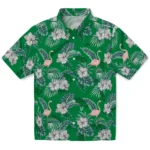 North Texas Mean Green Hawaiian Shirt – Flamingo and Hibiscus