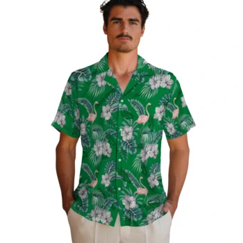 north texas mean green flamingo palms green hawaiian shirts fashion forward