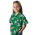 North Texas Mean Green Hawaiian Shirt – Flamingo and Hibiscus