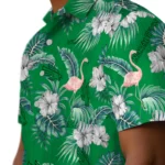 North Texas Mean Green Hawaiian Shirt – Flamingo and Hibiscus