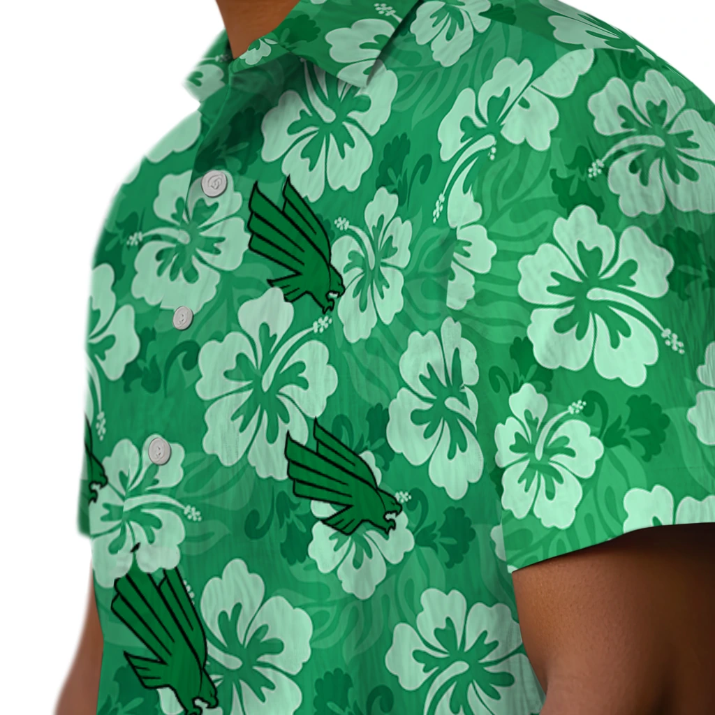 North Texas Mean Green Hawaiian Shirt - Hibiscus Cluster north texas mean green hibiscus cluster green hawaiian shirts trendy