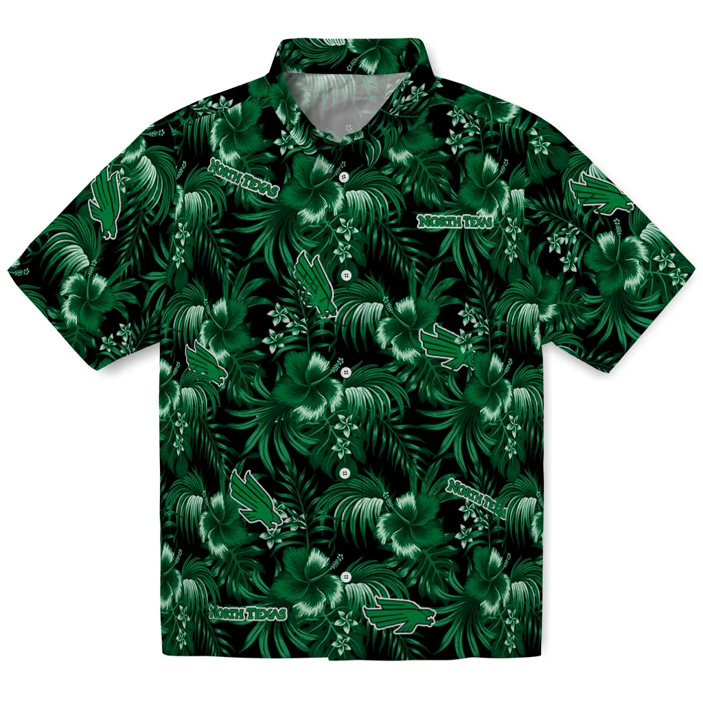 North Texas Mean Green Hawaiian Shirt - Hibiscus Exotic north texas mean green hibiscus exotic green hawaiian shirts best selling
