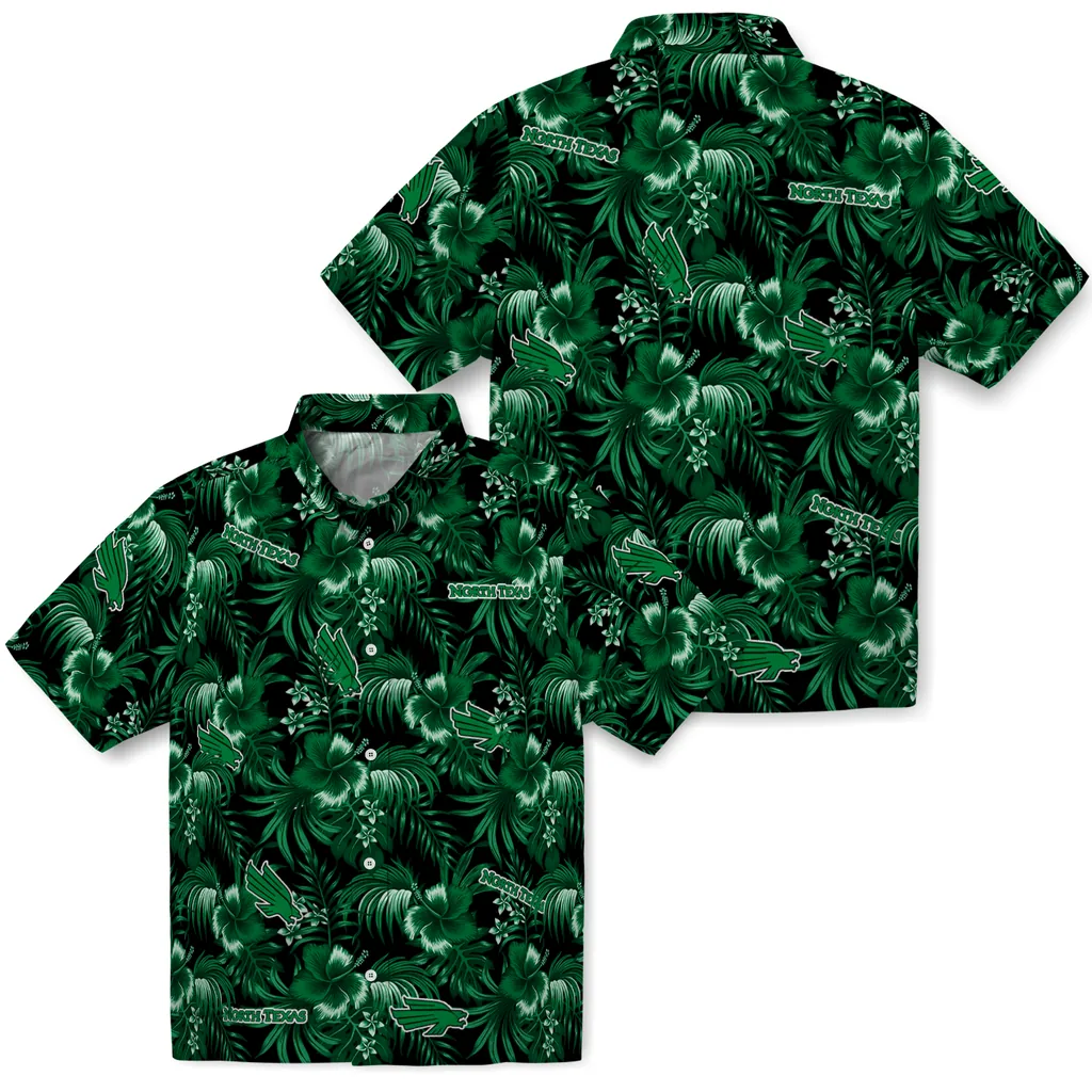North Texas Mean Green Hawaiian Shirt - Hibiscus Exotic north texas mean green hibiscus exotic green hawaiian shirts high quality