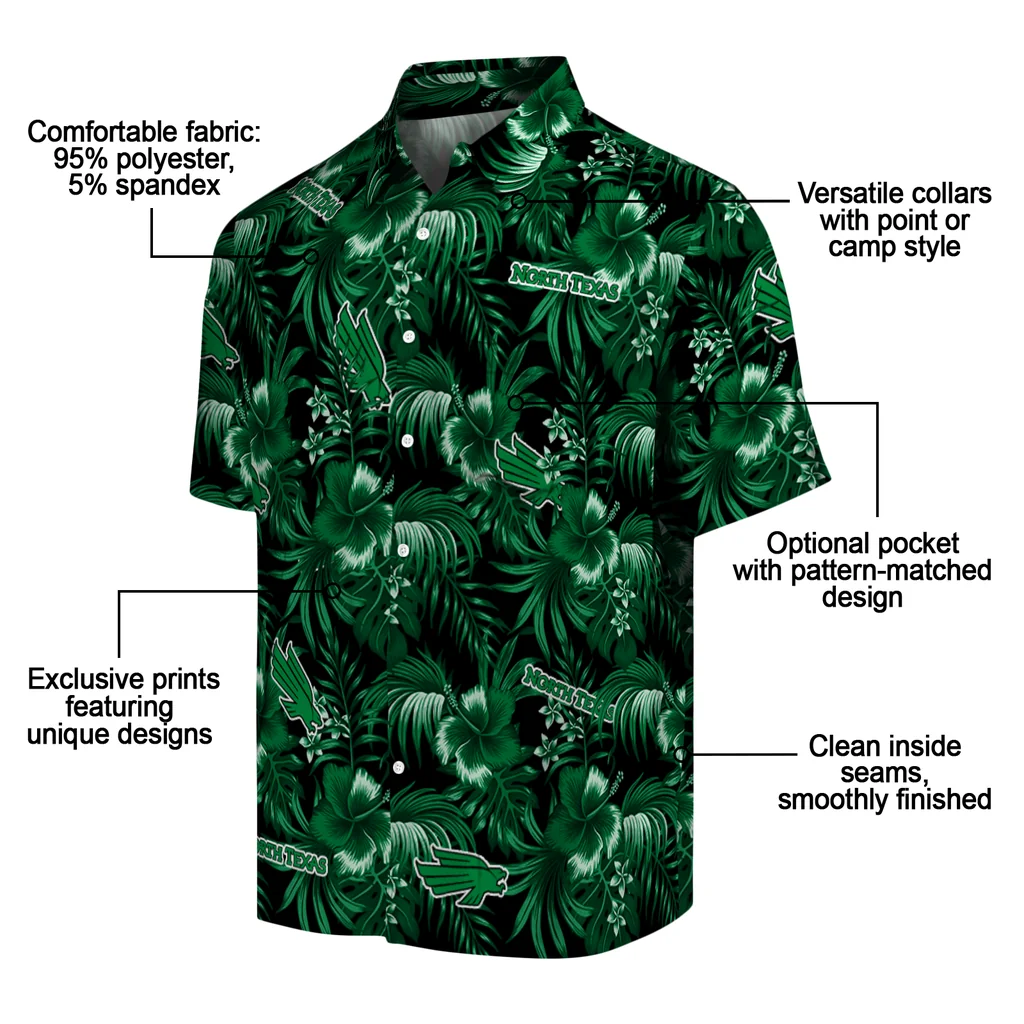 North Texas Mean Green Hawaiian Shirt - Hibiscus Exotic north texas mean green hibiscus exotic green hawaiian shirts new arrival