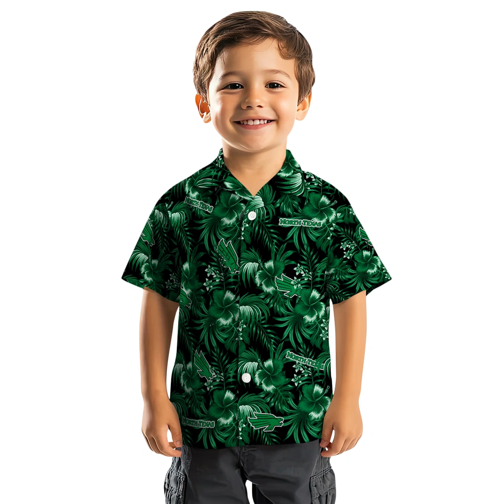 North Texas Mean Green Hawaiian Shirt - Hibiscus Exotic north texas mean green hibiscus exotic green hawaiian shirts top rated
