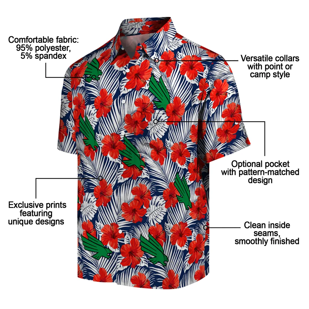 North Texas Mean Green Hawaiian Shirt - Hibiscus Fiesta north texas mean green hibiscus fiesta red royal blue hawaiian shirts new arrival
