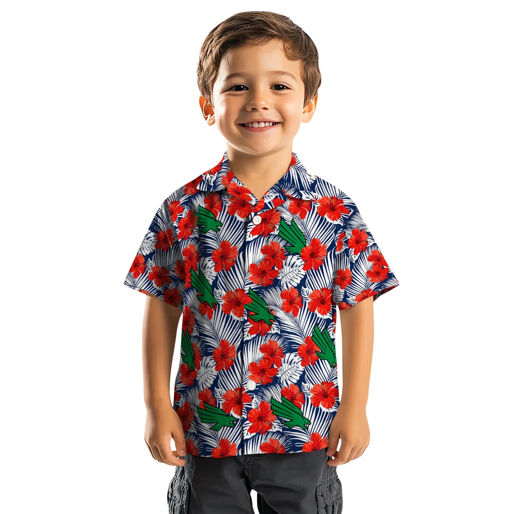 North Texas Mean Green Hawaiian Shirt - Hibiscus Fiesta north texas mean green hibiscus fiesta red royal blue hawaiian shirts top rated