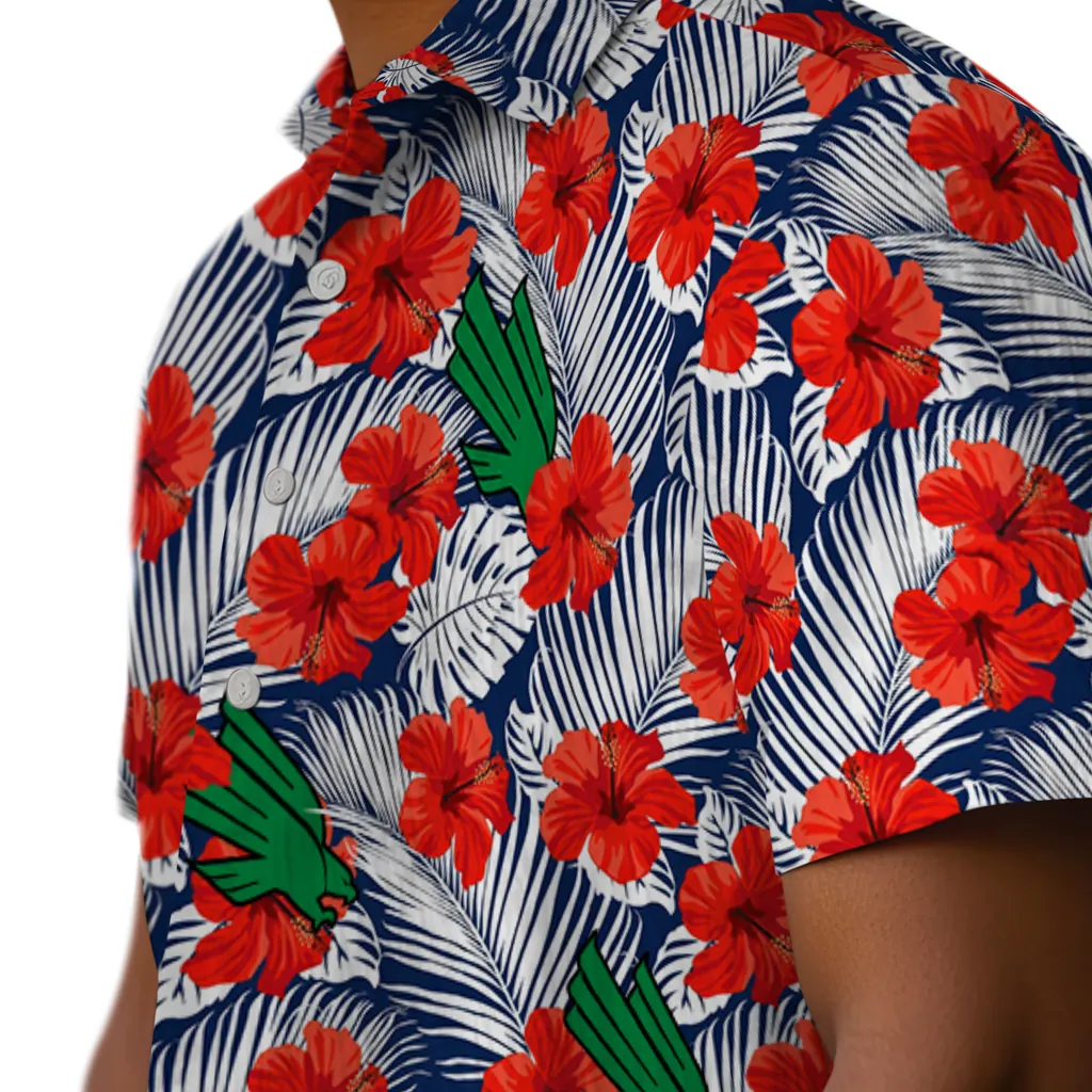 North Texas Mean Green Hawaiian Shirt - Hibiscus Fiesta north texas mean green hibiscus fiesta red royal blue hawaiian shirts trendy