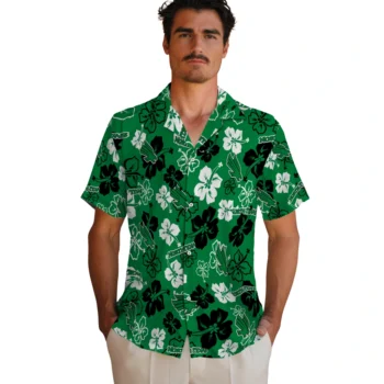 north texas mean green hibiscus bloom green hawaiian shirts fashion forward