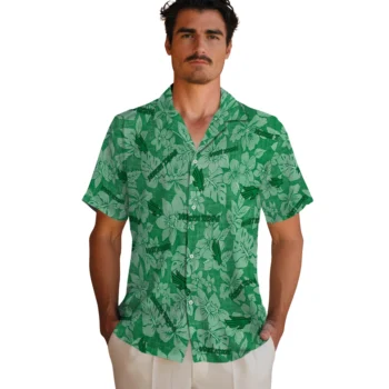north texas mean green hibiscus oasis green hawaiian shirts fashion forward