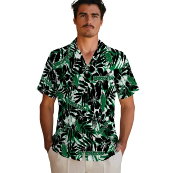 north texas mean green hibiscus overlay hawaiian shirts fashion forward