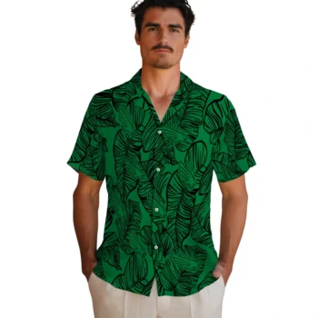 north texas mean green leaf outline green hawaiian shirts fashion forward