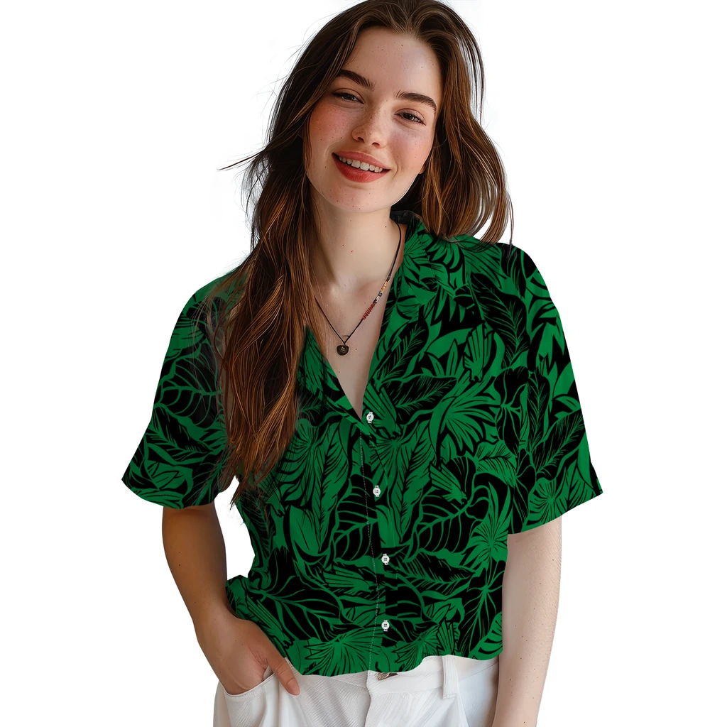 North Texas Mean Green Hawaiian Shirt - Monstera Layer north texas mean green monstera layer green hawaiian shirts latest model