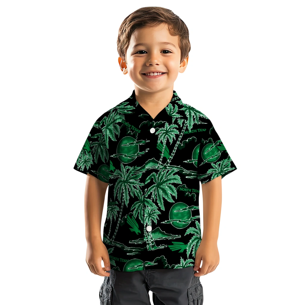 North Texas Mean Green Hawaiian Shirt - Palm Sunset north texas mean green palm sunset hawaiian shirts top rated