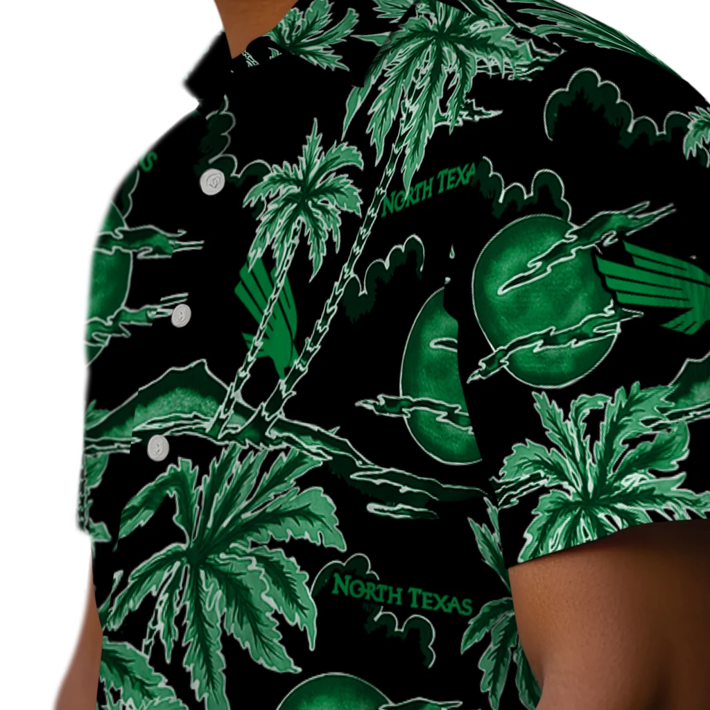 North Texas Mean Green Hawaiian Shirt - Palm Sunset north texas mean green palm sunset hawaiian shirts trendy