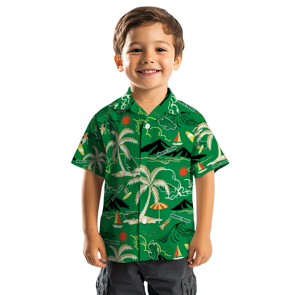 North Texas Mean Green Hawaiian Shirt - Palm Tree Island north texas mean green palm tree island green hawaiian shirts top rated