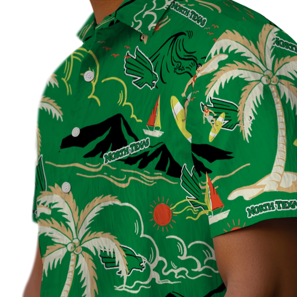 North Texas Mean Green Hawaiian Shirt - Palm Tree Island north texas mean green palm tree island green hawaiian shirts trendy