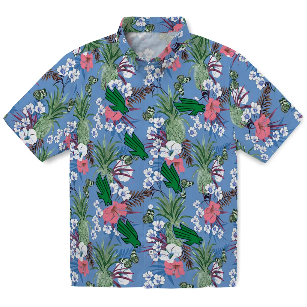 North Texas Mean Green Hawaiian Shirt - Pineapple Bouquet north texas mean green pineapple bouquet best sky blue hawaiian shirts best selling