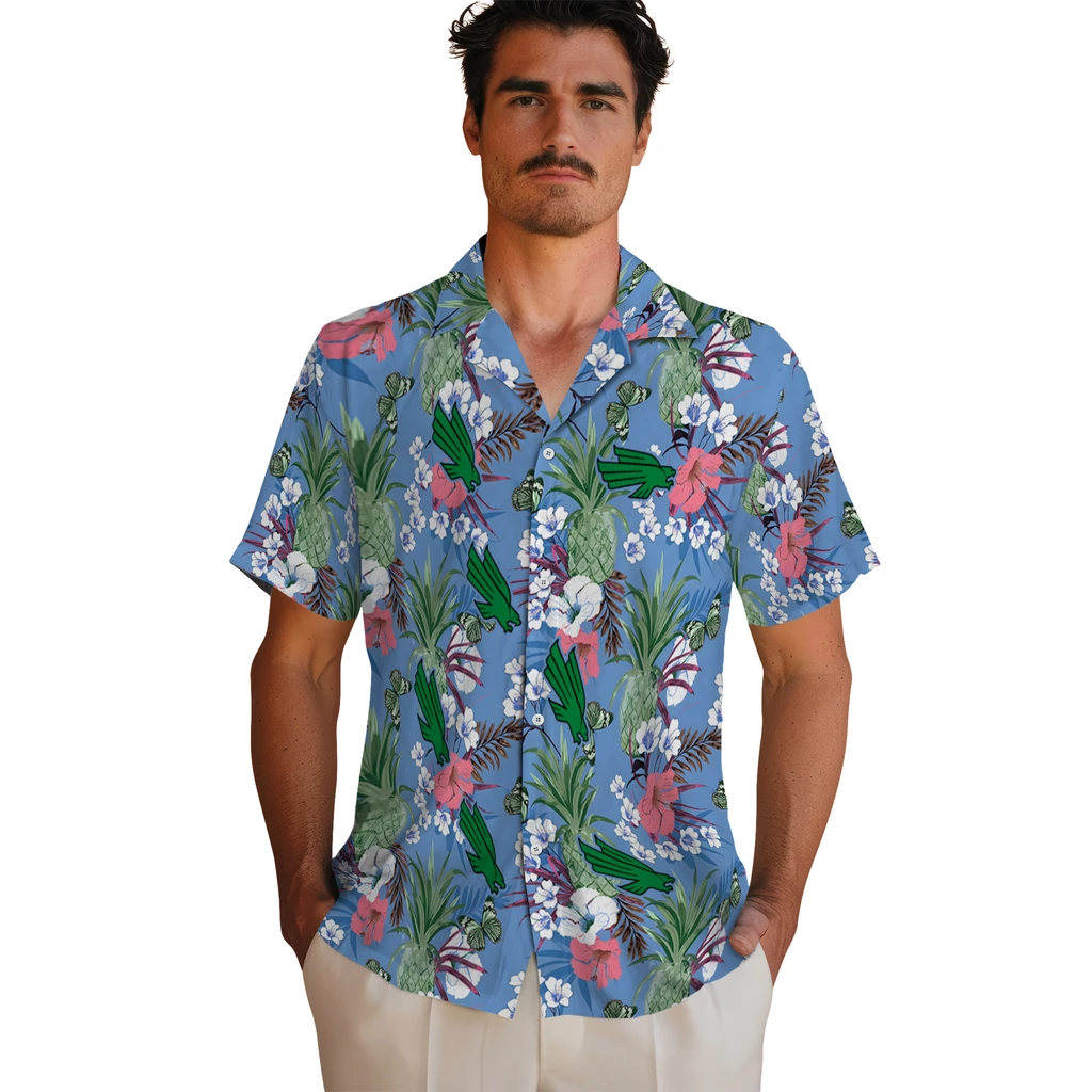 North Texas Mean Green Hawaiian Shirt - Pineapple Bouquet north texas mean green pineapple bouquet best sky blue hawaiian shirts fashion forward