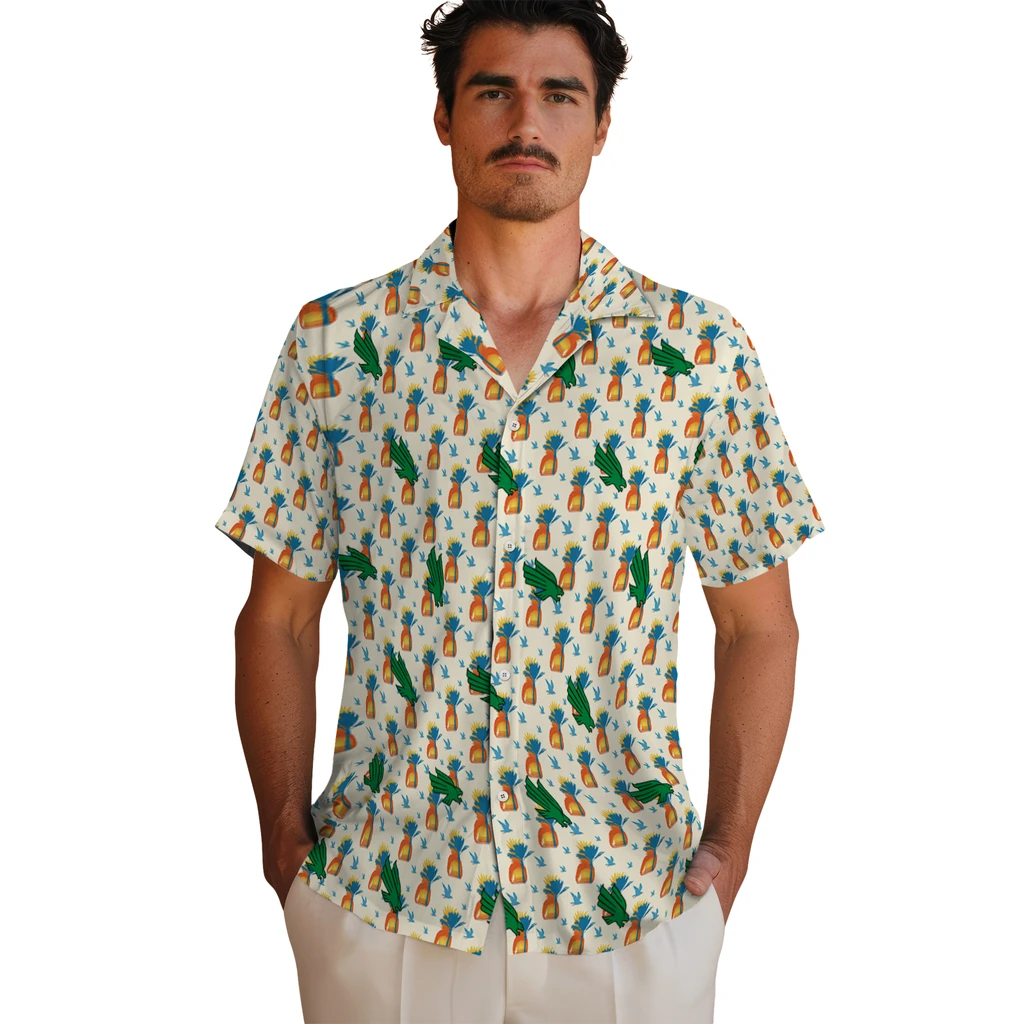 North Texas Mean Green Hawaiian Shirt - Pineapple Delight north texas mean green pineapple delight beige hawaiian shirts fashion forward