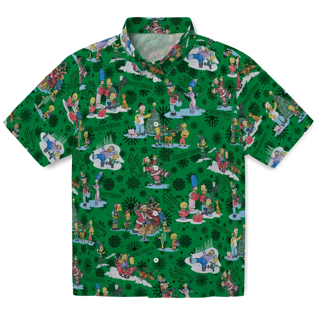 North Texas Mean Green Hawaiian Shirt - Simpsons Christmas north texas mean green simpsons christmas green hawaiian shirts best selling