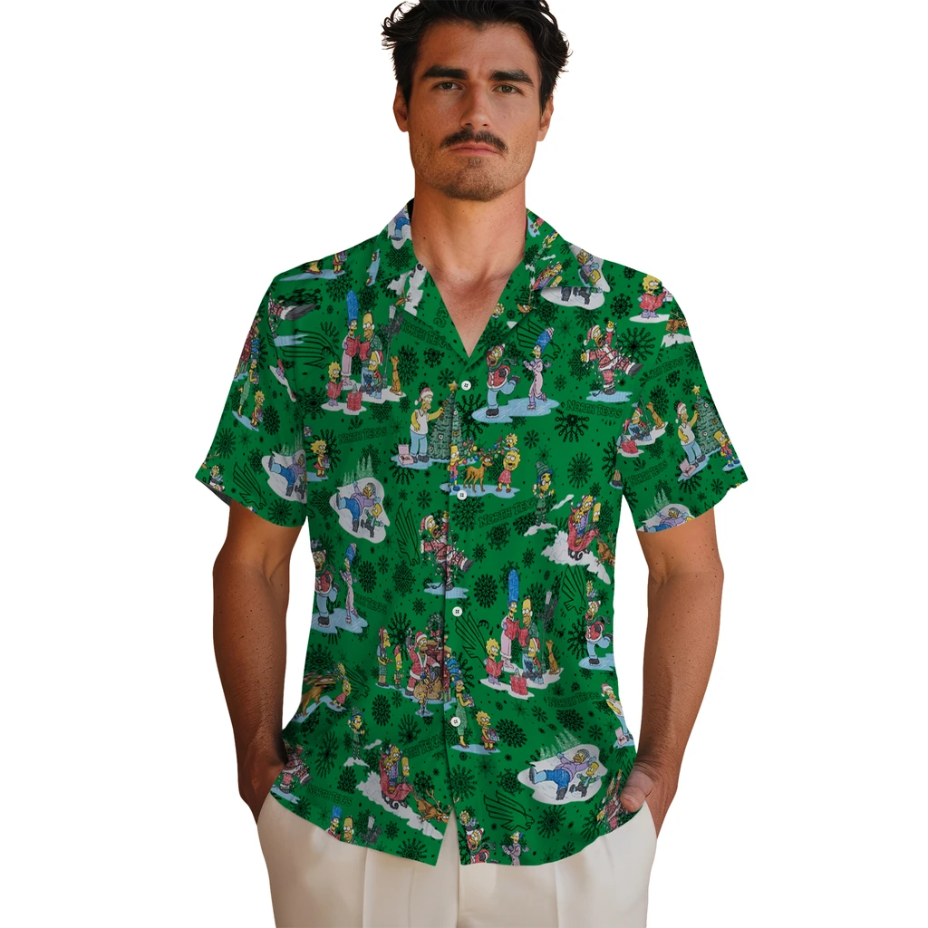 North Texas Mean Green Hawaiian Shirt - Simpsons Christmas north texas mean green simpsons christmas green hawaiian shirts fashion forward