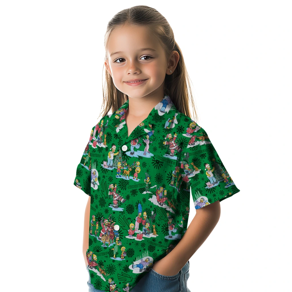 North Texas Mean Green Hawaiian Shirt - Simpsons Christmas north texas mean green simpsons christmas green hawaiian shirts premium grade