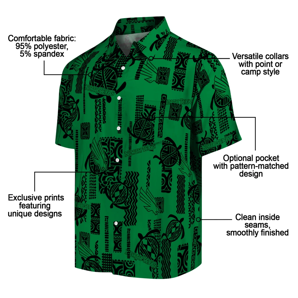 North Texas Mean Green Hawaiian Shirt - Turtle Lines north texas mean green turtle lines green hawaiian shirts new arrival