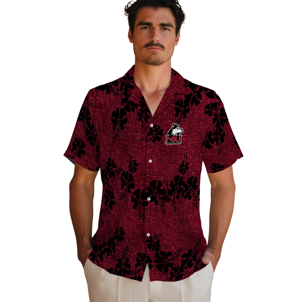 Northern Illinois Huskies Hawaiian Shirt - 50th State Flower northern illinois huskies hibiscus petals red hawaiian shirts fashion forward