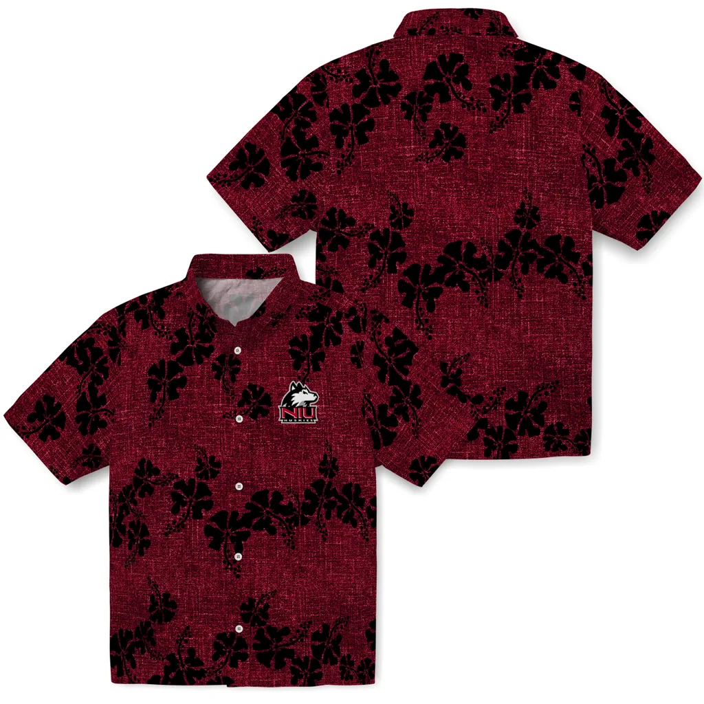 Northern Illinois Huskies Hawaiian Shirt - 50th State Flower northern illinois huskies hibiscus petals red hawaiian shirts high quality