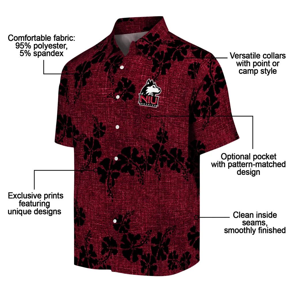 Northern Illinois Huskies Hawaiian Shirt - 50th State Flower northern illinois huskies hibiscus petals red hawaiian shirts new arrival