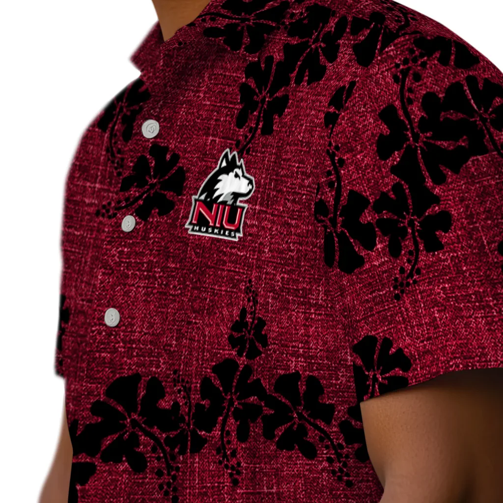 Northern Illinois Huskies Hawaiian Shirt - 50th State Flower northern illinois huskies hibiscus petals red hawaiian shirts trendy