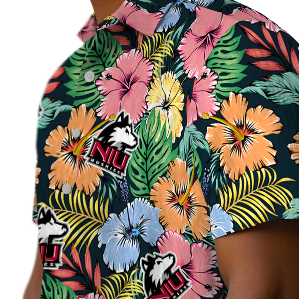 Northern Illinois Huskies Hawaiian Shirt - Brilliant Hibiscus Garden northern illinois huskies brilliant hibiscus garden hawaiian shirts trendy