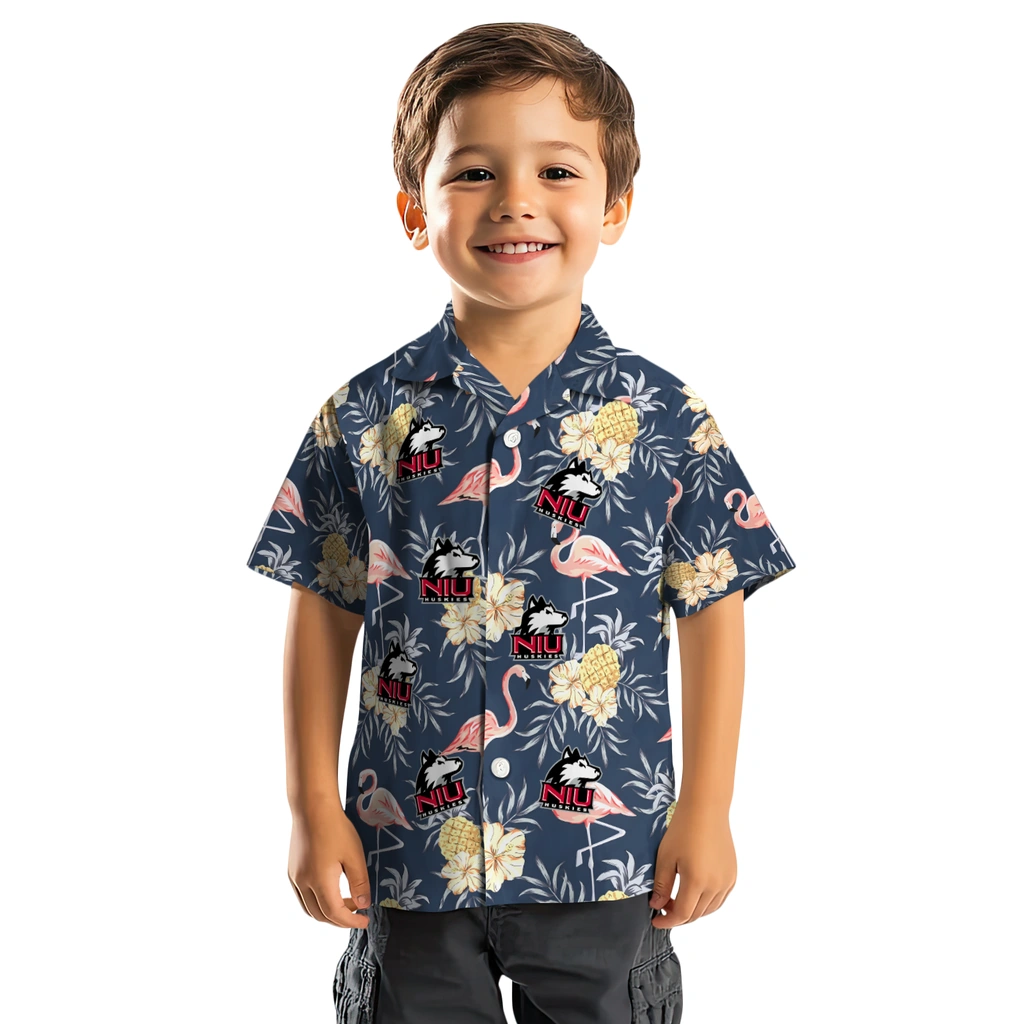 Northern Illinois Huskies Hawaiian Shirt - Flamingo Hibiscus northern illinois huskies flamingo hibiscus navy hawaiian shirts top rated