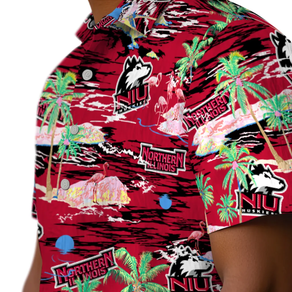 Northern Illinois Huskies Hawaiian Shirt - Hawaii Island northern illinois huskies flamingo retreat red hawaiian shirts trendy