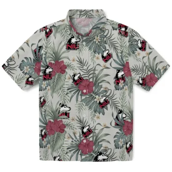 northern illinois huskies hibiscus designs beige hawaiian shirts best selling