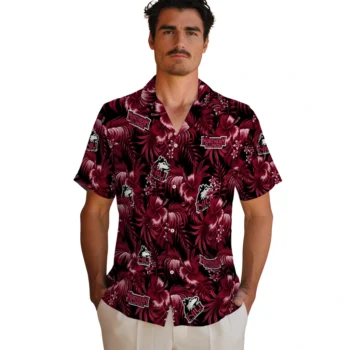 northern illinois huskies hibiscus exotic red hawaiian shirts fashion forward