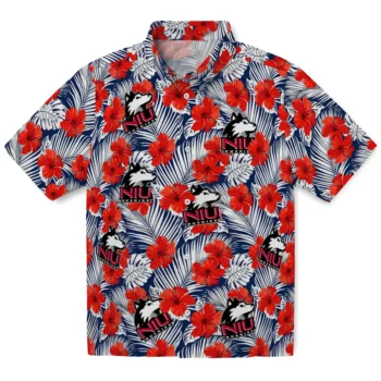 northern illinois huskies hibiscus fiesta red royal blue hawaiian shirts best selling