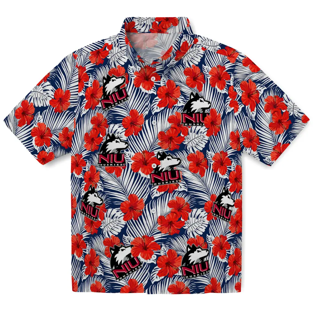 Northern Illinois Huskies Hawaiian Shirt - Hibiscus Fiesta northern illinois huskies hibiscus fiesta red royal blue hawaiian shirts best selling