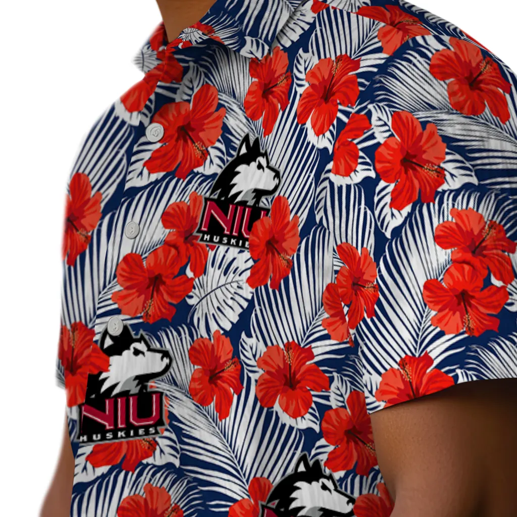 Northern Illinois Huskies Hawaiian Shirt - Hibiscus Fiesta northern illinois huskies hibiscus fiesta red royal blue hawaiian shirts trendy