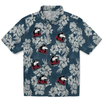 northern illinois huskies hibiscus flowers navy blue hawaiian shirts best selling
