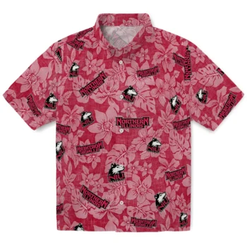 northern illinois huskies hibiscus oasis red hawaiian shirts best selling