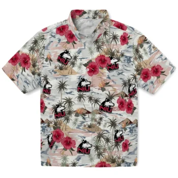 northern illinois huskies hibiscus seaside white hawaiian shirts best selling