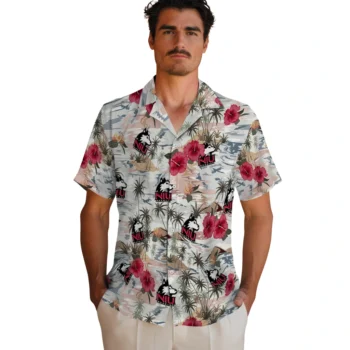 northern illinois huskies hibiscus seaside white hawaiian shirts fashion forward