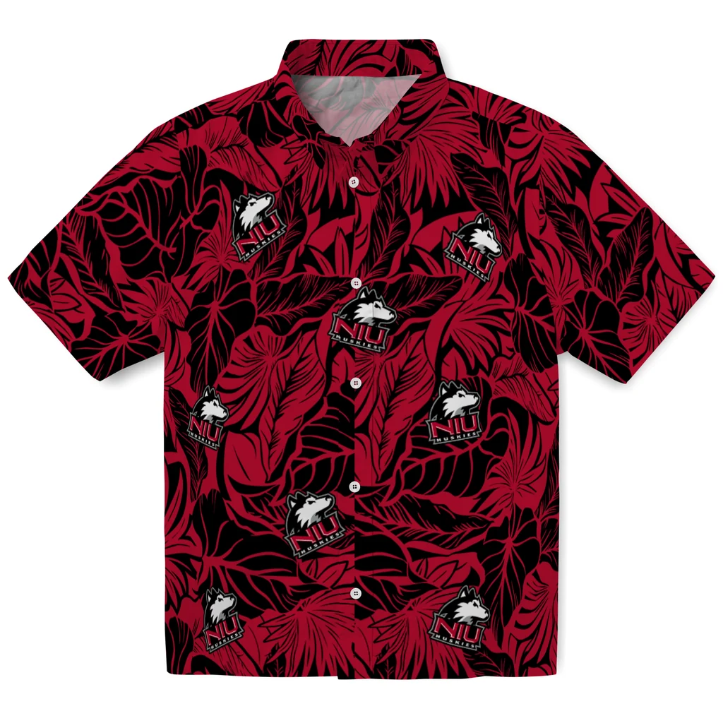 Northern Illinois Huskies Hawaiian Shirt - Monstera Layer northern illinois huskies monstera layer red hawaiian shirts best selling