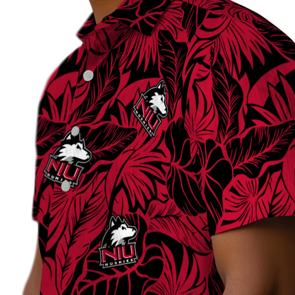 Northern Illinois Huskies Hawaiian Shirt - Monstera Layer northern illinois huskies monstera layer red hawaiian shirts trendy