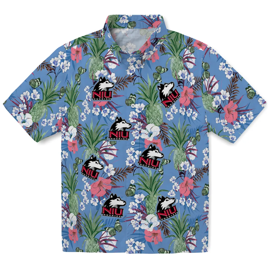 Northern Illinois Huskies Hawaiian Shirt - Pineapple Bouquet northern illinois huskies pineapple bouquet best sky blue hawaiian shirts best selling