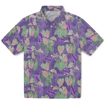 northwestern wildcats anthurium overlay purple hawaiian shirts best selling