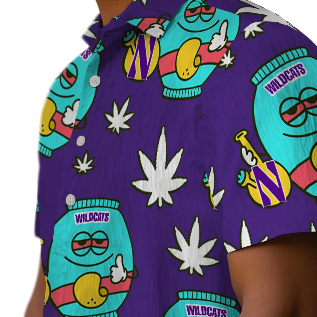 Northwestern Wildcats Hawaiian Shirt - Chill Vibe northwestern wildcats bong smile purple hawaiian shirts trendy